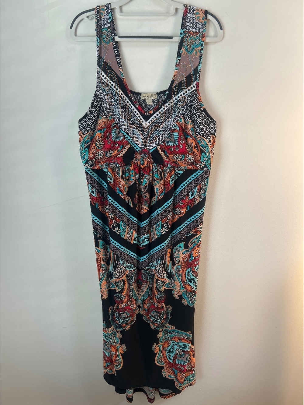 One World Women's Sleeveless Dress with Beaded Detail Size 1X